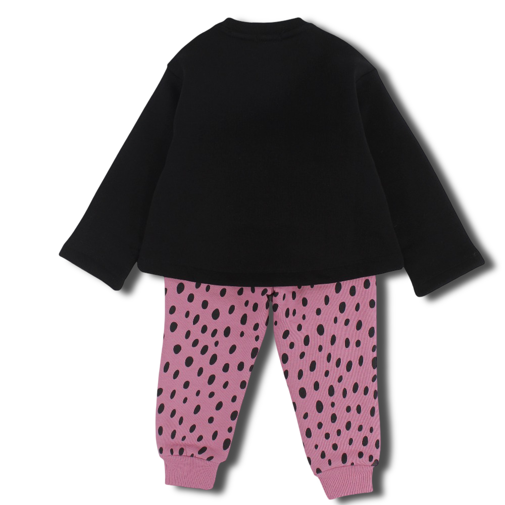 Girls Cotton Pajama Set – Black/Pink  with “Pajama Party” Design