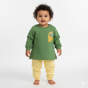 Baby Boys Cotton Pajama Set – Green/Yellow with Dinosaur Design