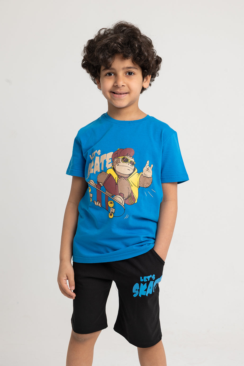 Boys Cotton Pajama Set – Blue Let’s Skate Design