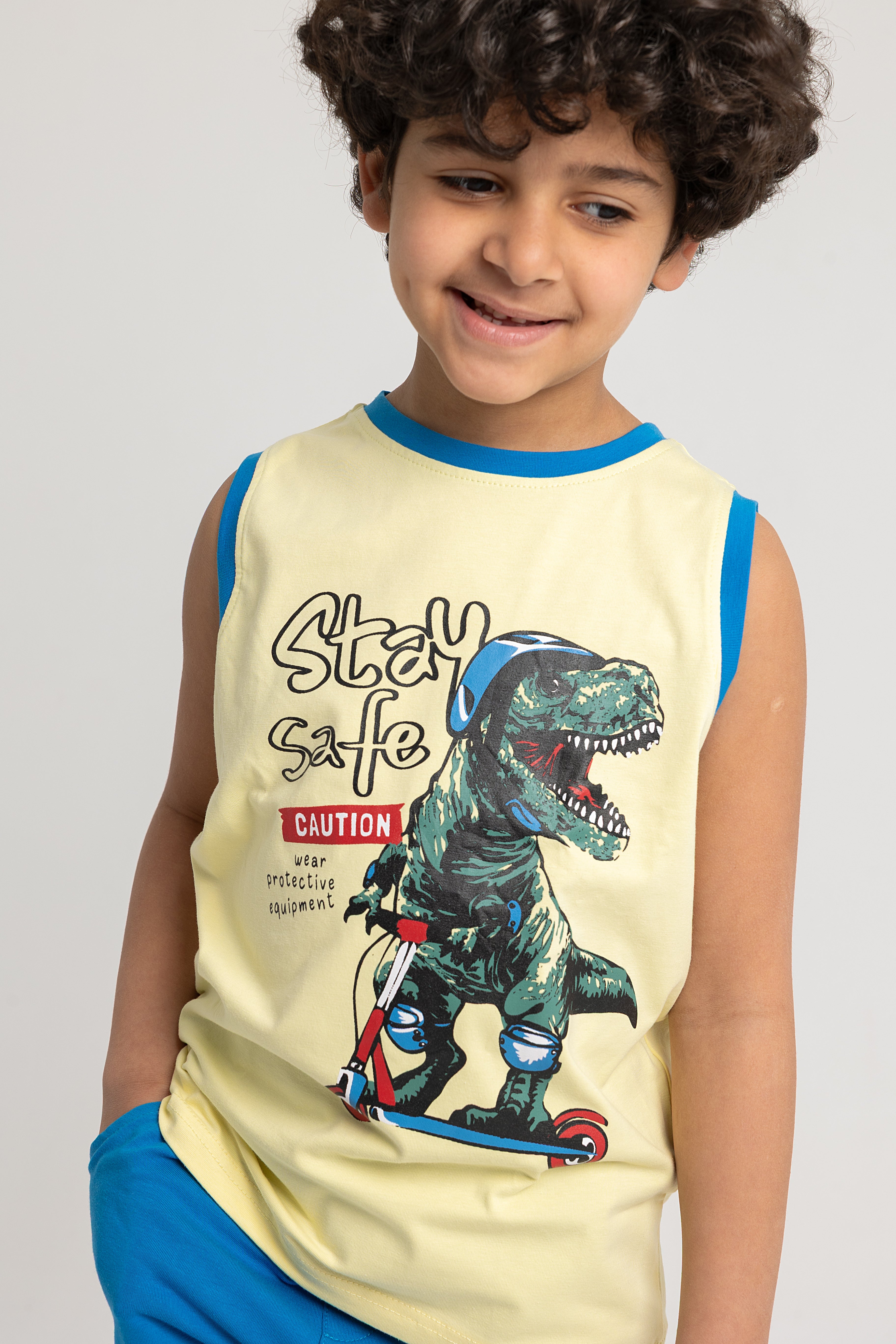 Boys Cotton Pajama Set - Stay Safe Dino Design