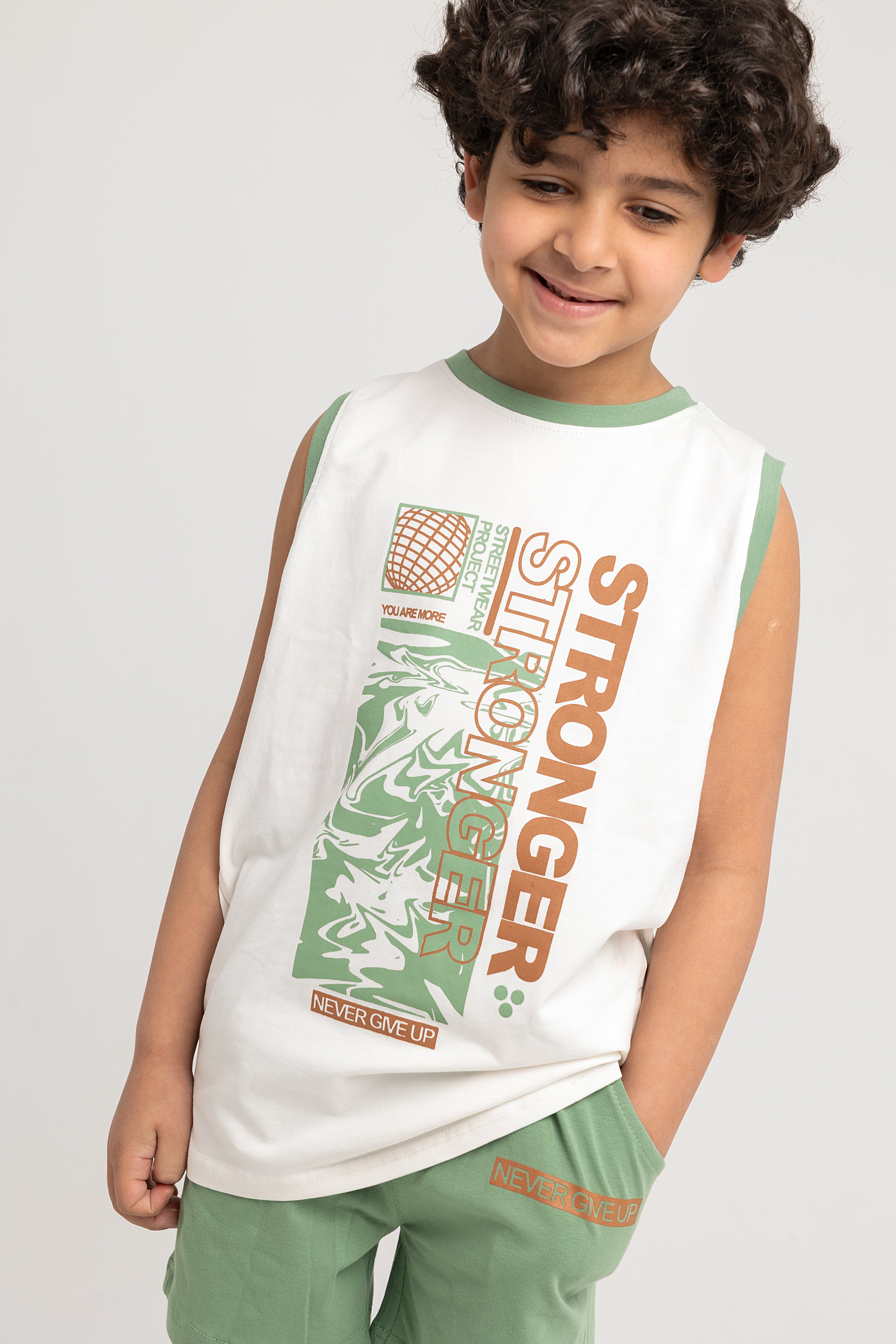 Boys Cotton Pajama Set - "Stronger" Print