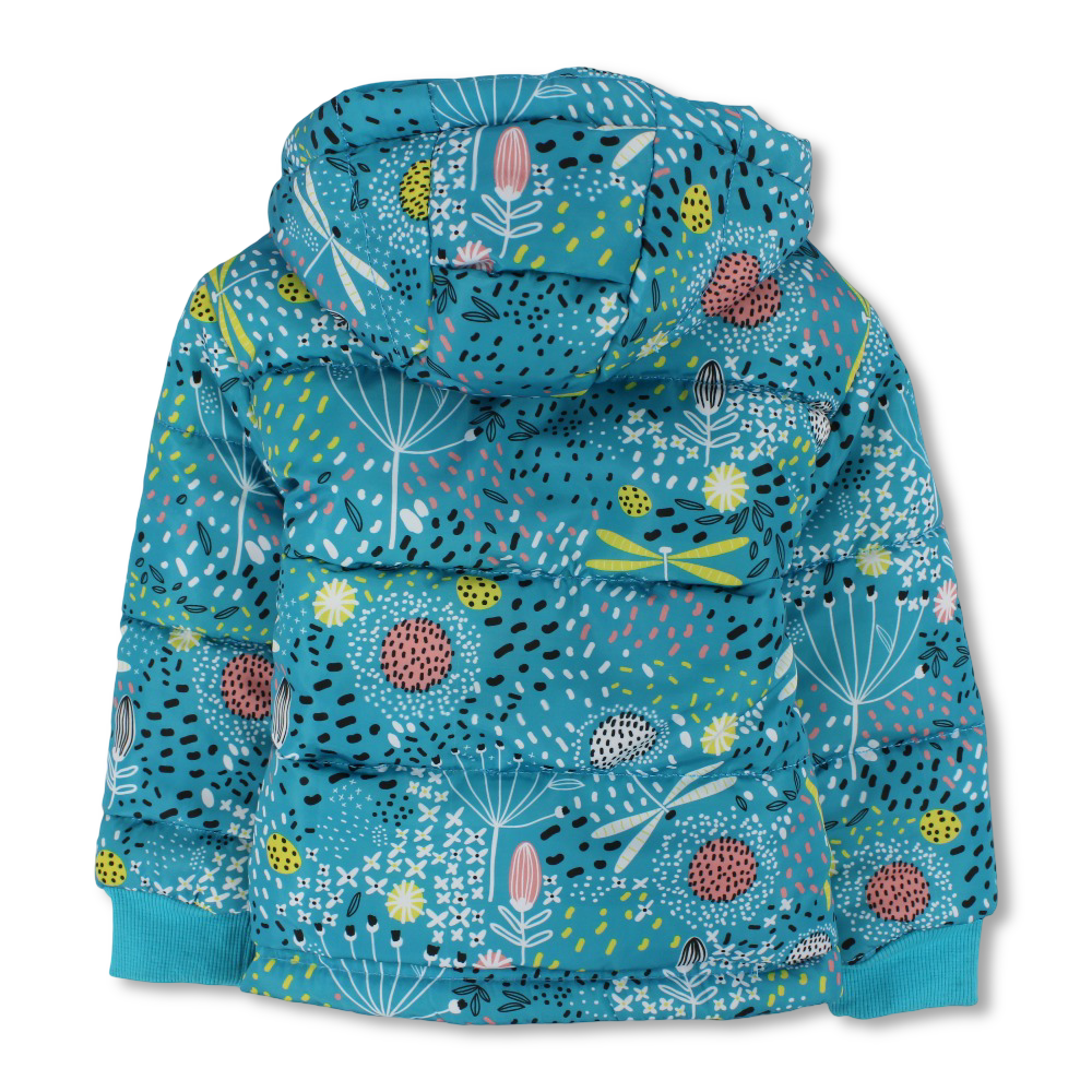 Girls Waterproof Jacket – Flowers & Plants Print