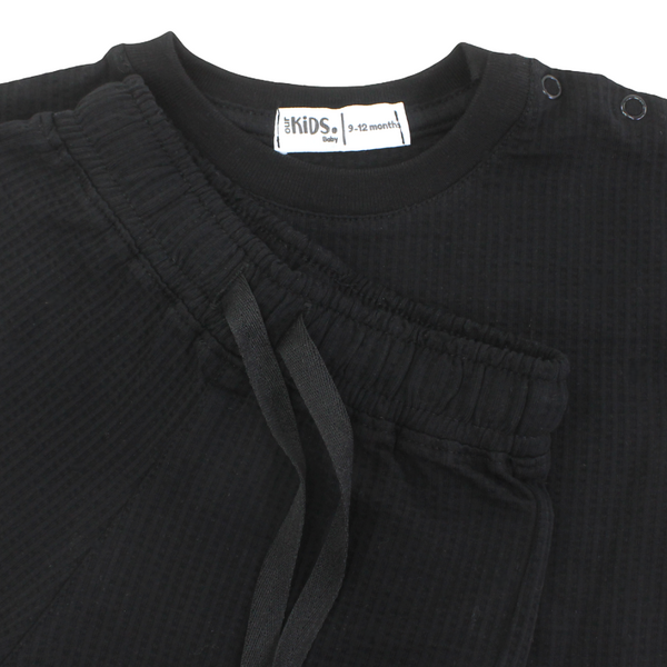 Baby Boys Cotton Pajama Set – Black with "Little Boy Big Dream" Print