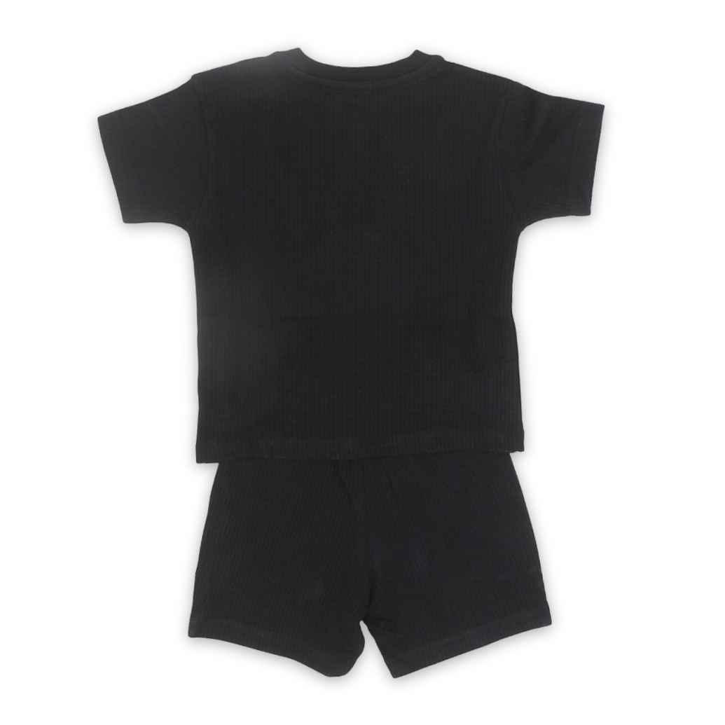 Baby Boys Cotton Pajama Set – Black with "Little Boy Big Dream" Print