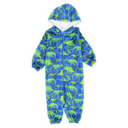 Boys Fleeced Hooded Footless Onesie – Blue Dinosaurs