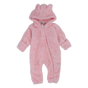 Baby Girls Fleeced Hooded Footless Onesie – Pink