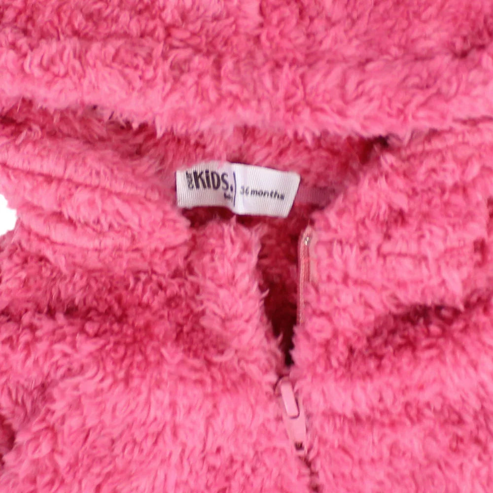 Baby Girls Fleeced Hooded Footless Onesie – Dusty Pink