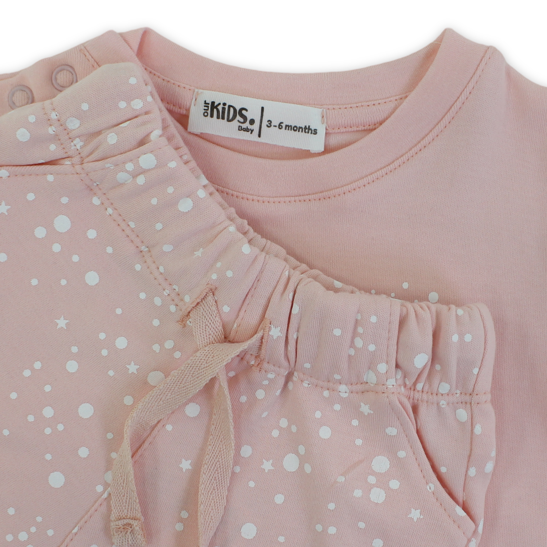 Baby Girls Cotton Pajama – Salmon with "My First Eid" Print