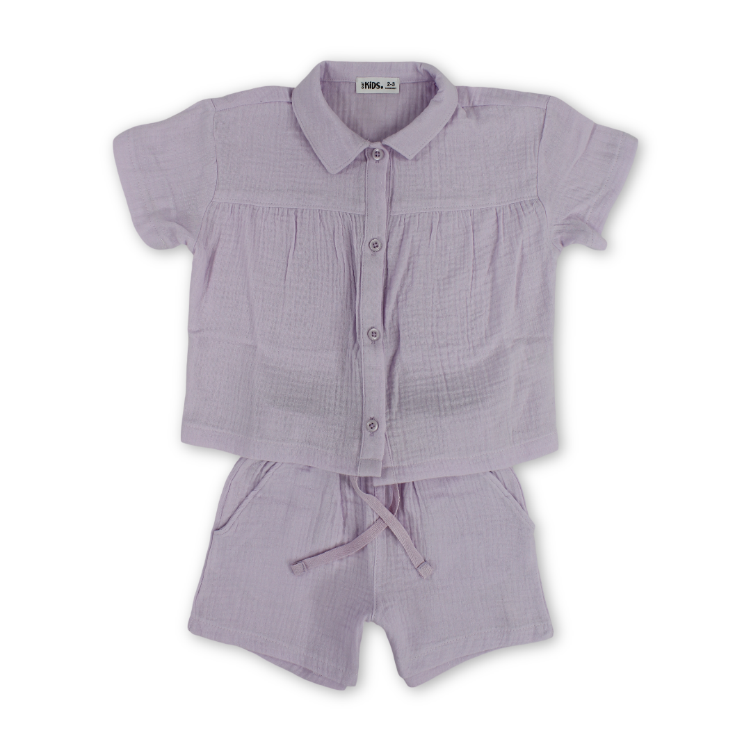 Girls Crinkle Cotton Pajama – Purple - Clothing - Ourkids