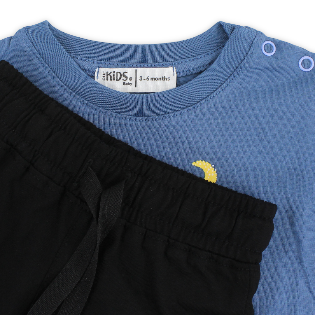 Baby Boys Cotton Pajama – Indigo with "Sweet Dreams" Print