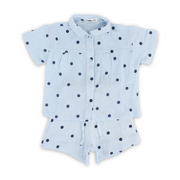 Girls Crinkle Cotton Pajama – Baby Blue Polka-dot