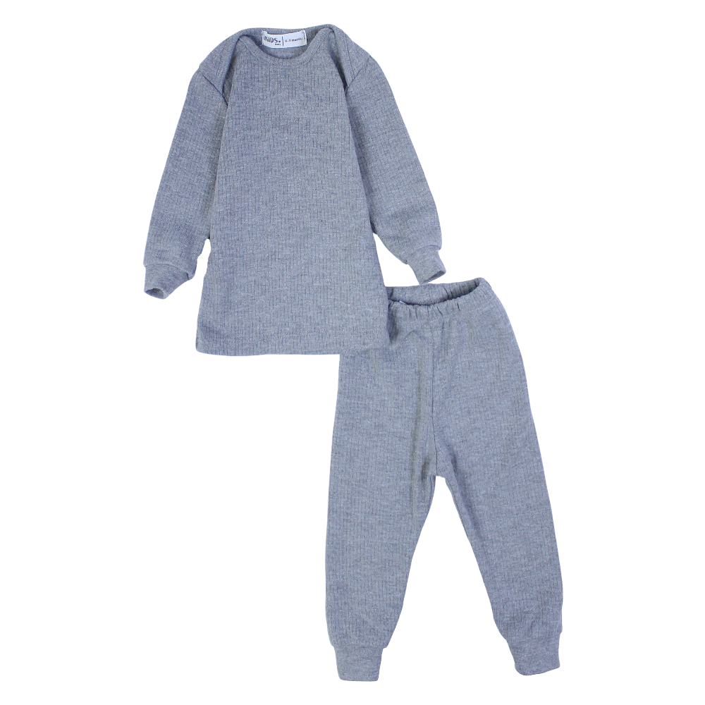 Unisex Baby Long-Sleeved Thermal Set – Grey