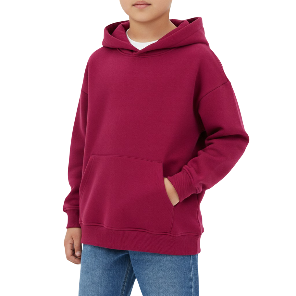 Girls Plain Cotton Hoodie – Fuchsia
