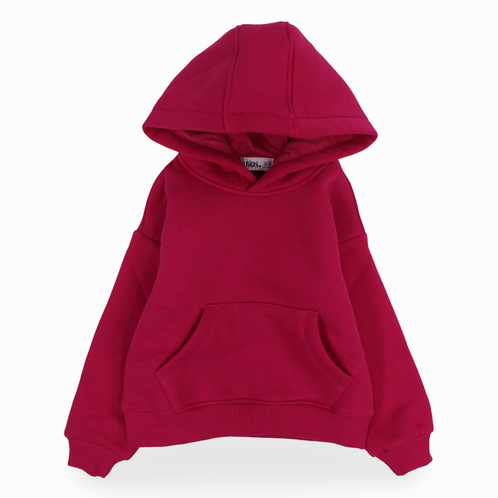 Girls Plain Cotton Hoodie – Fuchsia