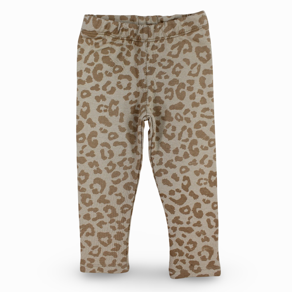 Girls Soft & Playful Leggings – Beige with Tiger Print