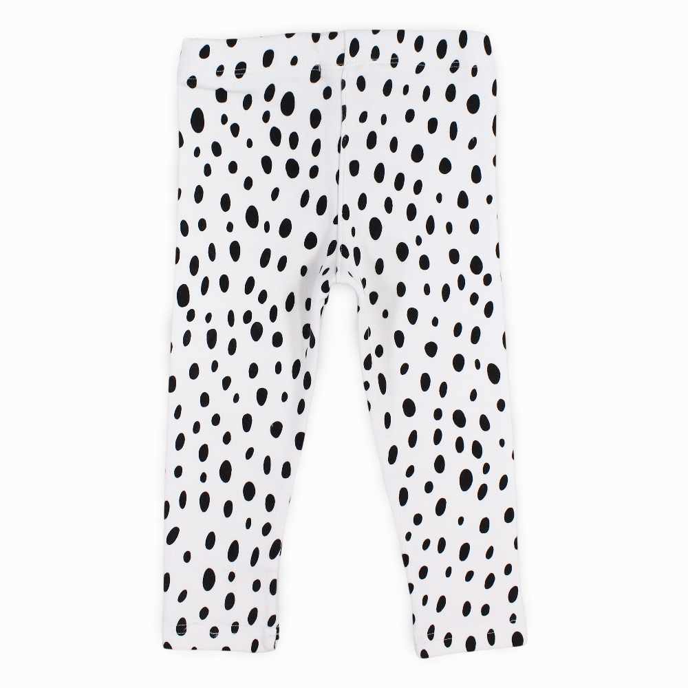 Girls Soft & Stylish Leggings – White with Dalmatian Dots