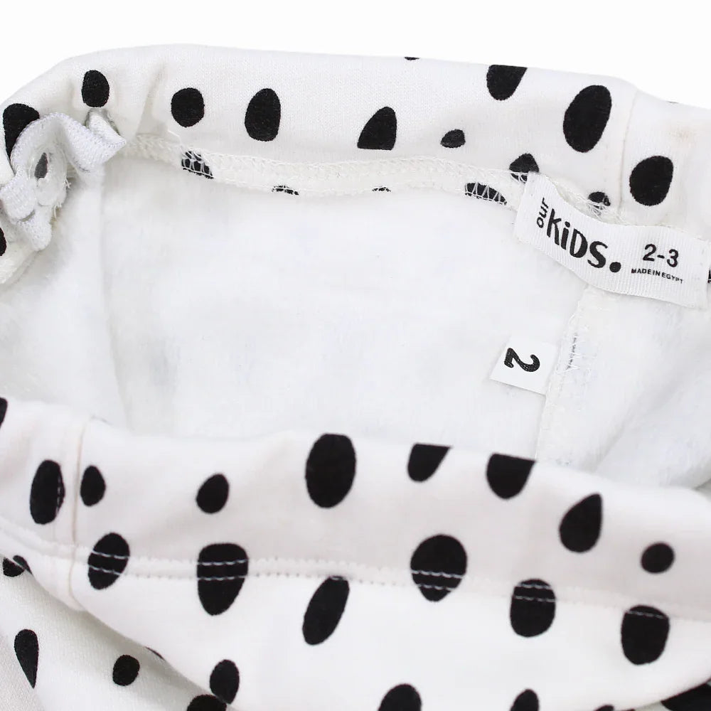 Girls Soft & Stylish Leggings – White with Dalmatian Dots