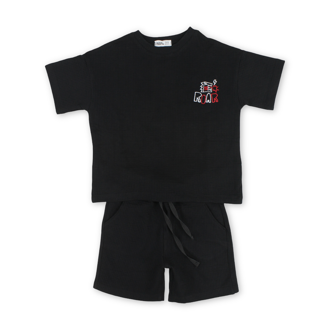 Boys Cotton Short-Sleeve Pajama Set – Black