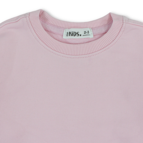 Girls Cotton Long-Sleeved Sweatshirt – Plain Pink