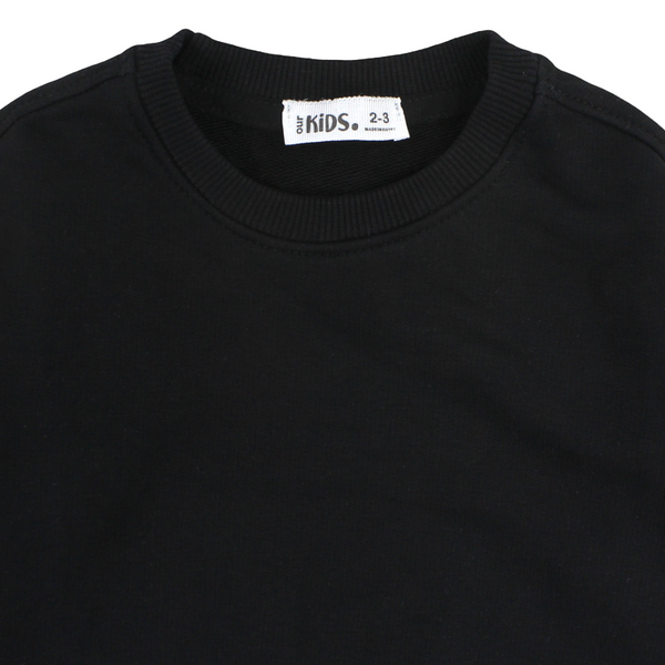 Unisex Cotton Long-Sleeved Sweatshirt – Plain Black