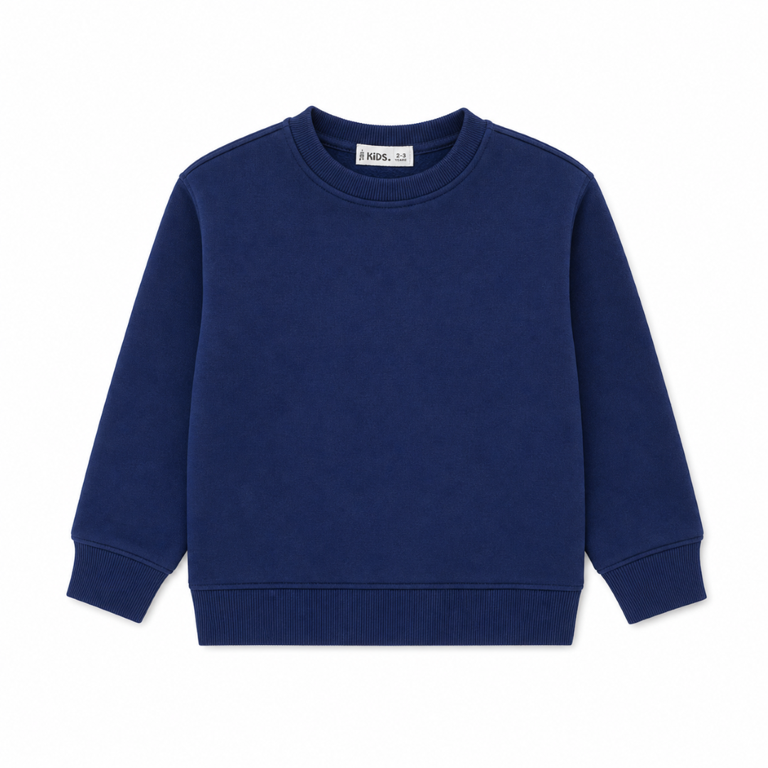 Unisex Cotton Long-Sleeved Sweatshirt – Plain Navy