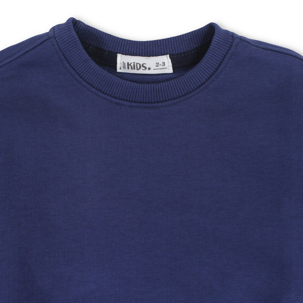 Unisex Cotton Long-Sleeved Sweatshirt – Plain Navy