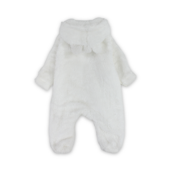 Unisex Baby Fleece Hooded Footless Onesie – White