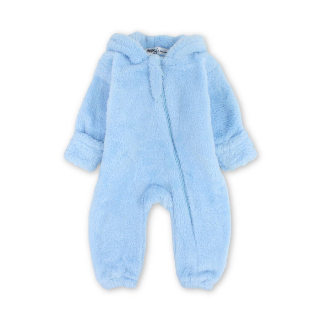 Unisex Baby Fleece Hooded Footless Onesie – Baby Blue