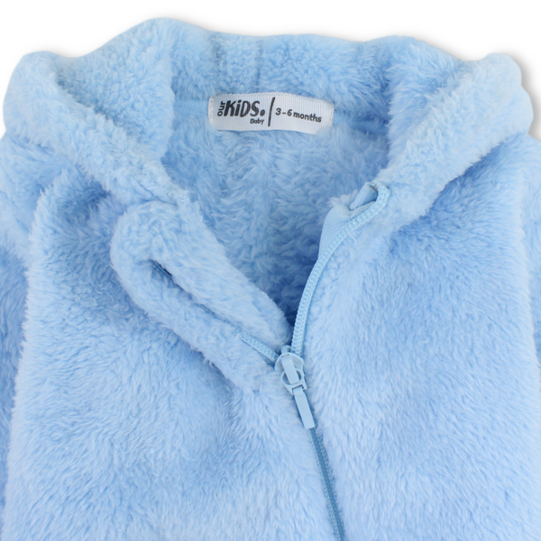 Unisex Baby Fleece Hooded Footless Onesie – Baby Blue