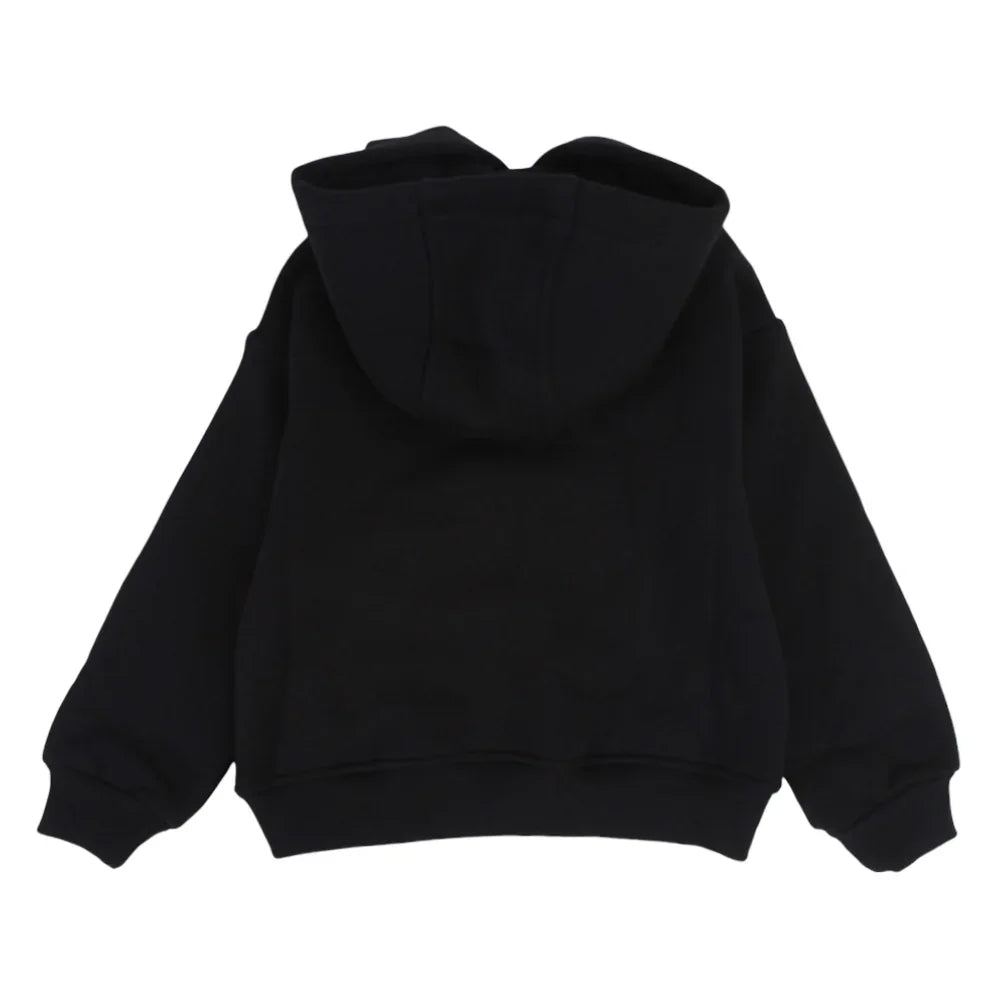 Girls Plain Cotton Hoodie – Black