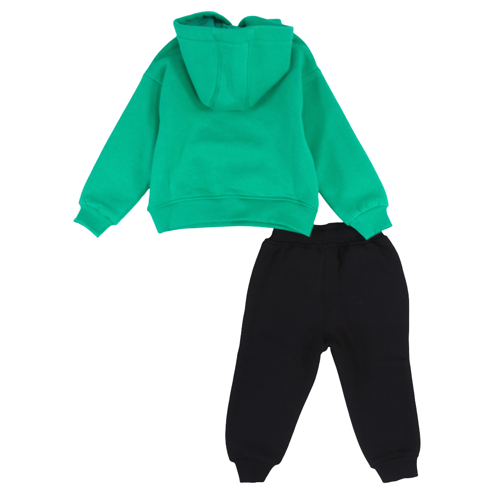 Boys Cotton Hooded Pajama Set – Green with "Winter Wonderland" Design
