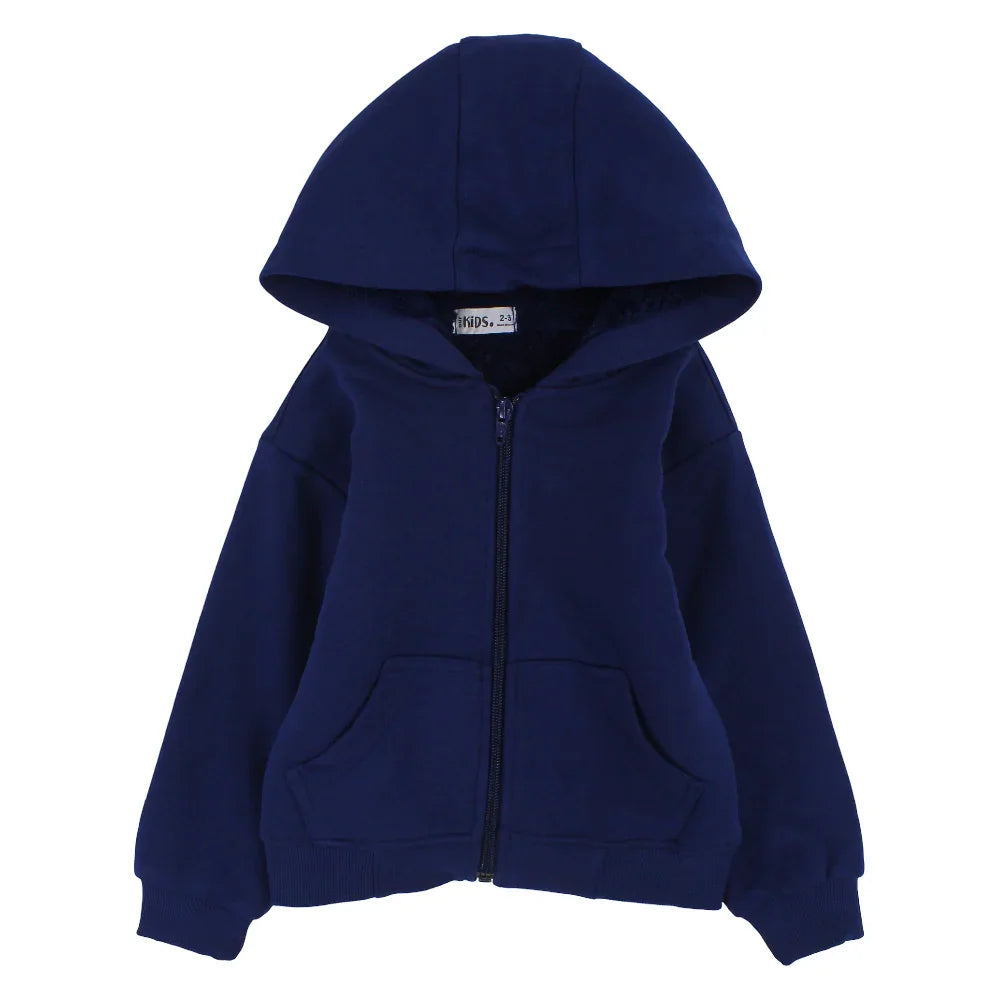 Unisex Plain Fleeced Zip-Up Hoodie – Navy