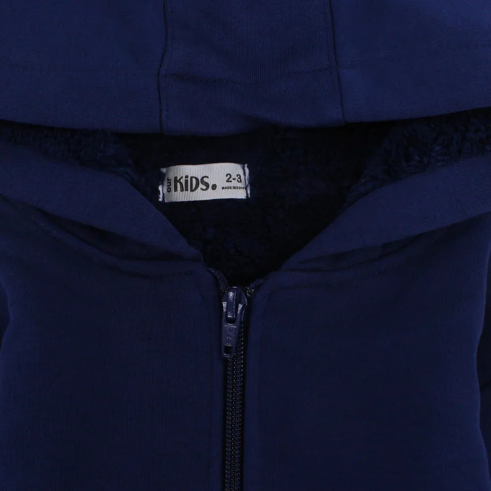 Unisex Plain Fleeced Zip-Up Hoodie – Navy