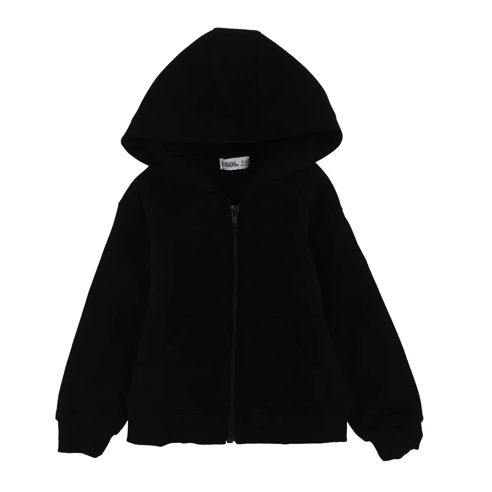 Unisex Plain Fleeced Zip-Up Hoodie – Black
