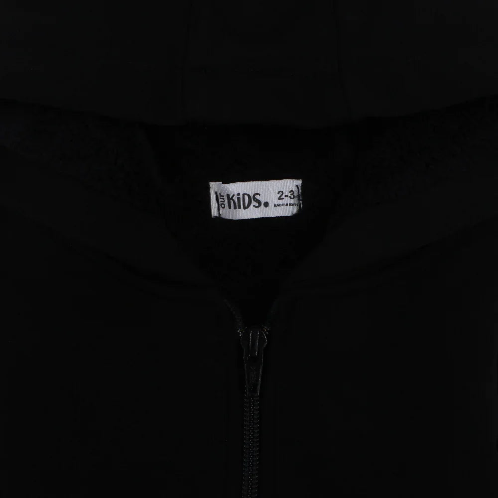 Unisex Plain Fleeced Zip-Up Hoodie – Black