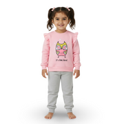 Girls Cotton Pajama Set – Pink with Owl Print