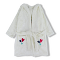 Girls Velvet Robe – Off-white with Unicorn & Hearts Design