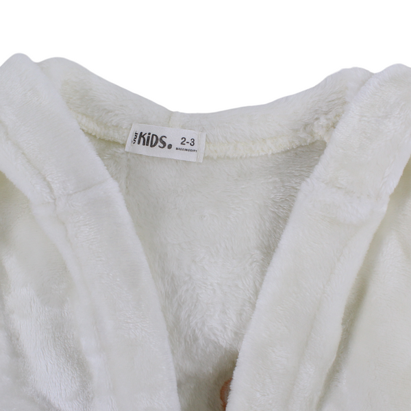 Girls Velvet Robe – Off-white with Unicorn & Hearts Design