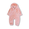 Baby Girls Fleece Hooded Footless Onesie – Salmon