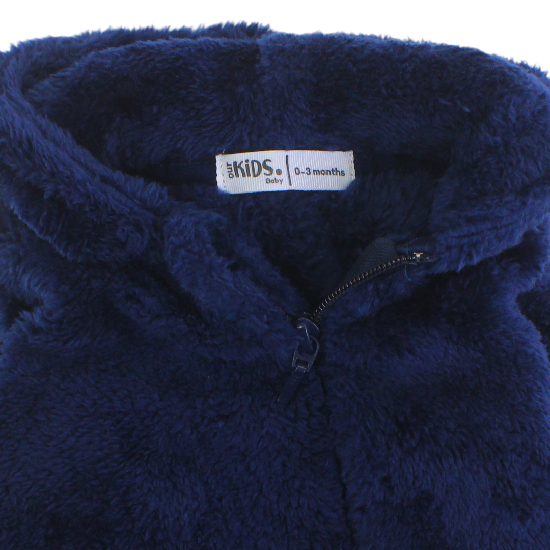 Unisex Baby Fleece Hooded Footless Onesie – Navy