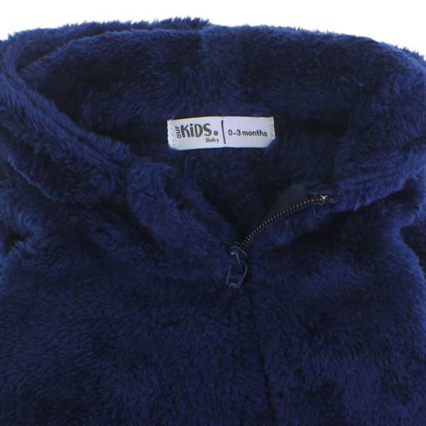 Unisex Baby Fleece Hooded Footless Onesie – Navy