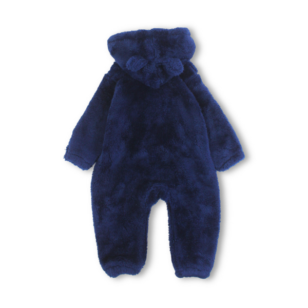 Unisex Baby Fleece Hooded Footless Onesie – Navy