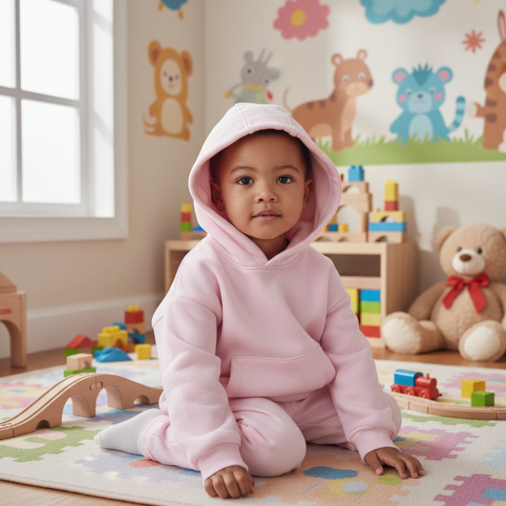 Girls Plain Cotton Hoodie - Pink - Clothing - Ourkids