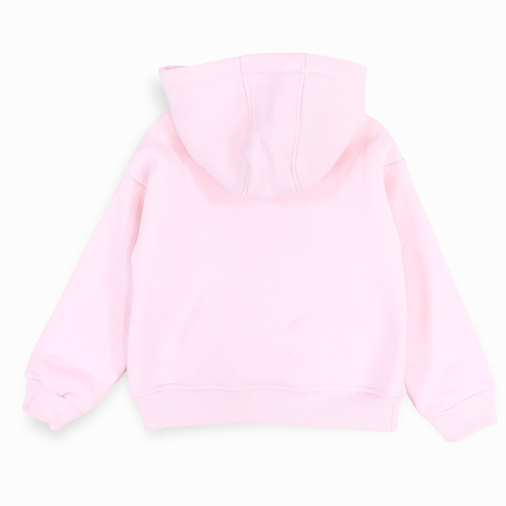 Girls Plain Cotton Hoodie - Pink