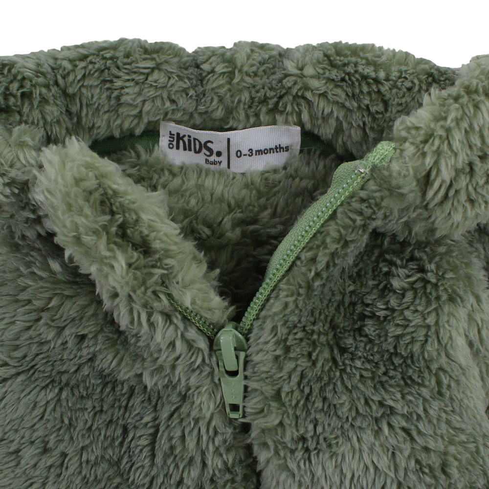 Unisex Baby Fleeced Hooded Baby Footie – Mint with Teddy Design