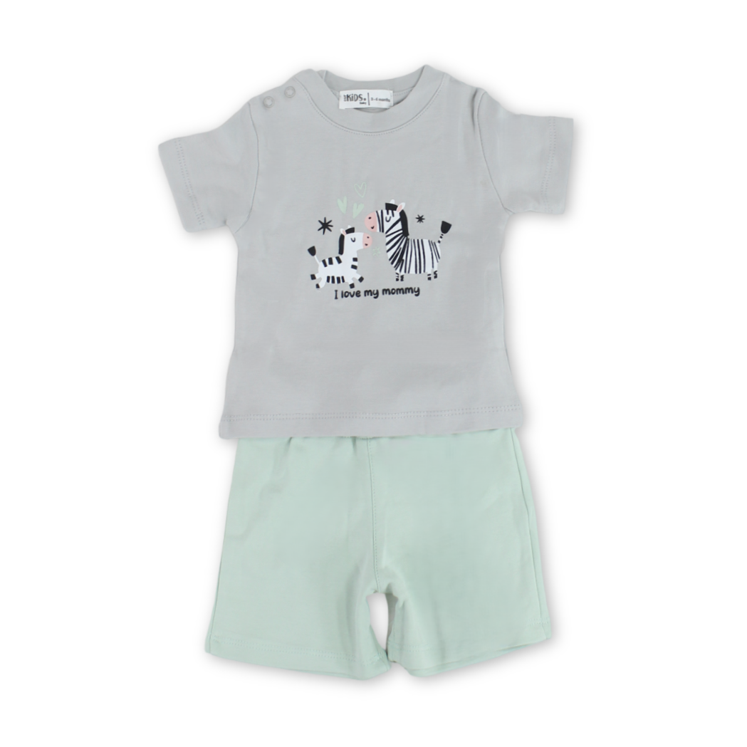 Baby Boys Cotton Pajama – Gray with "I Love My Mommy" Print - Clothing - Ourkids