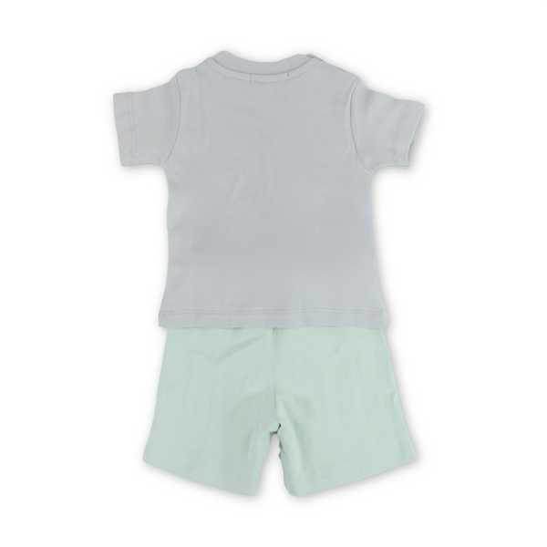 Baby Boys Cotton Pajama – Gray with "I Love My Mommy" Print