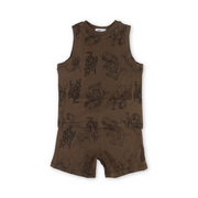 Boys Cotton Sleeveless Pajama – Brown