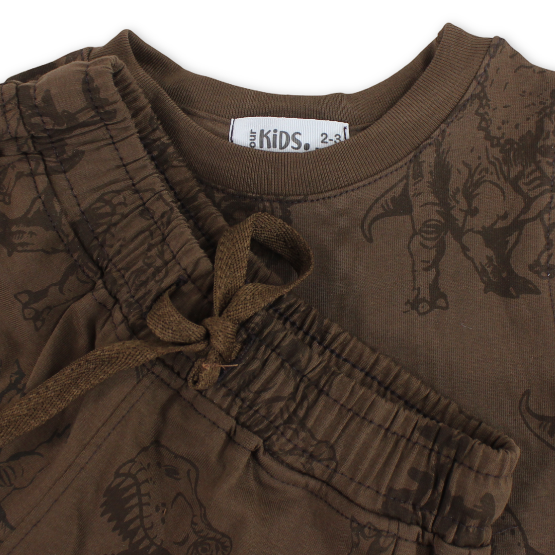 Boys Cotton Sleeveless Pajama – Brown