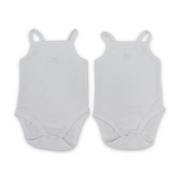 Baby Girls Cotton Sleeveless Bodysuit – White (Pack Of 2)